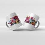 Baskılı Kupa Baskılı Çiçek Teması - 10