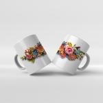 Baskılı Kupa Baskılı Çiçek Teması - 11