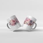 Baskılı Kupa Baskılı Çiçek Teması - 05