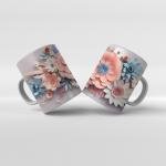 Baskılı Kupa Baskılı Çiçek Teması - 06