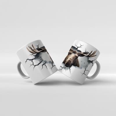 Baskılı Kupa Bardak Geyik Hayvan Temaları - 12