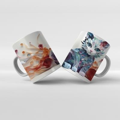 Baskılı Kupa Bardak Sevimli Kedi - 10