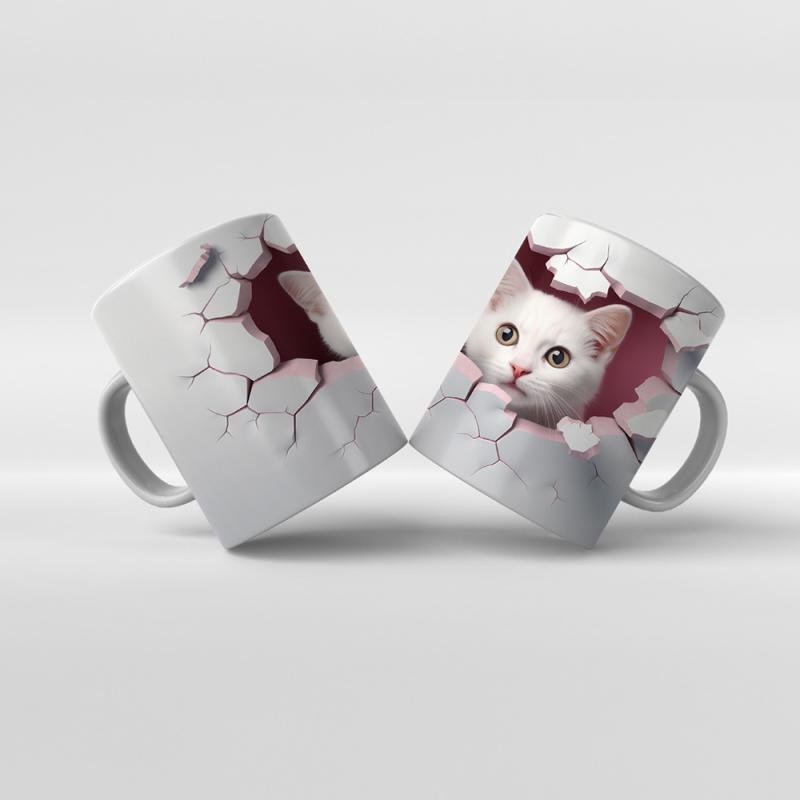 Baskılı Kupa Bardak Sevimli Kedi - 13