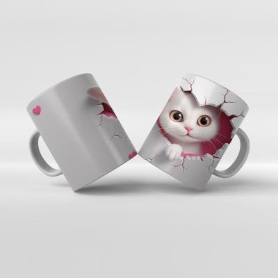 Baskılı Kupa Bardak Sevimli Kedi - 15