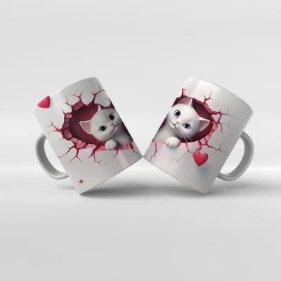 Baskılı Kupa Bardak Sevimli Kedi - 20