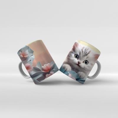 Baskılı Kupa Bardak Sevimli Kedi - 03