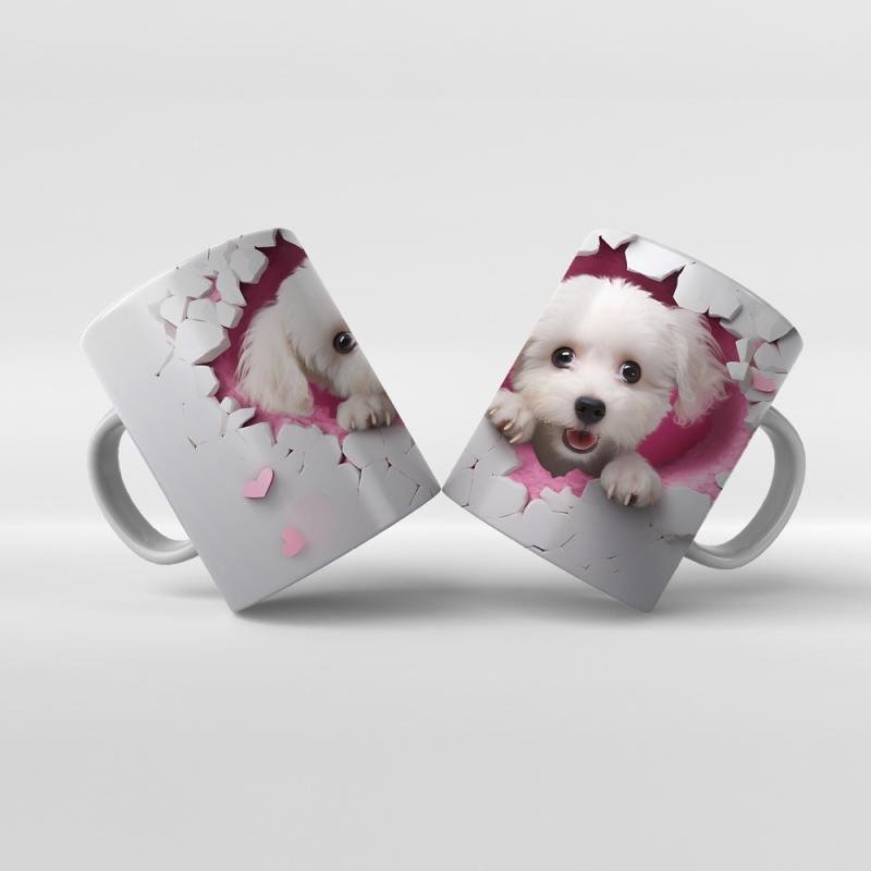 Baskılı Kupa Bardak Sevimli Köpekler - K19